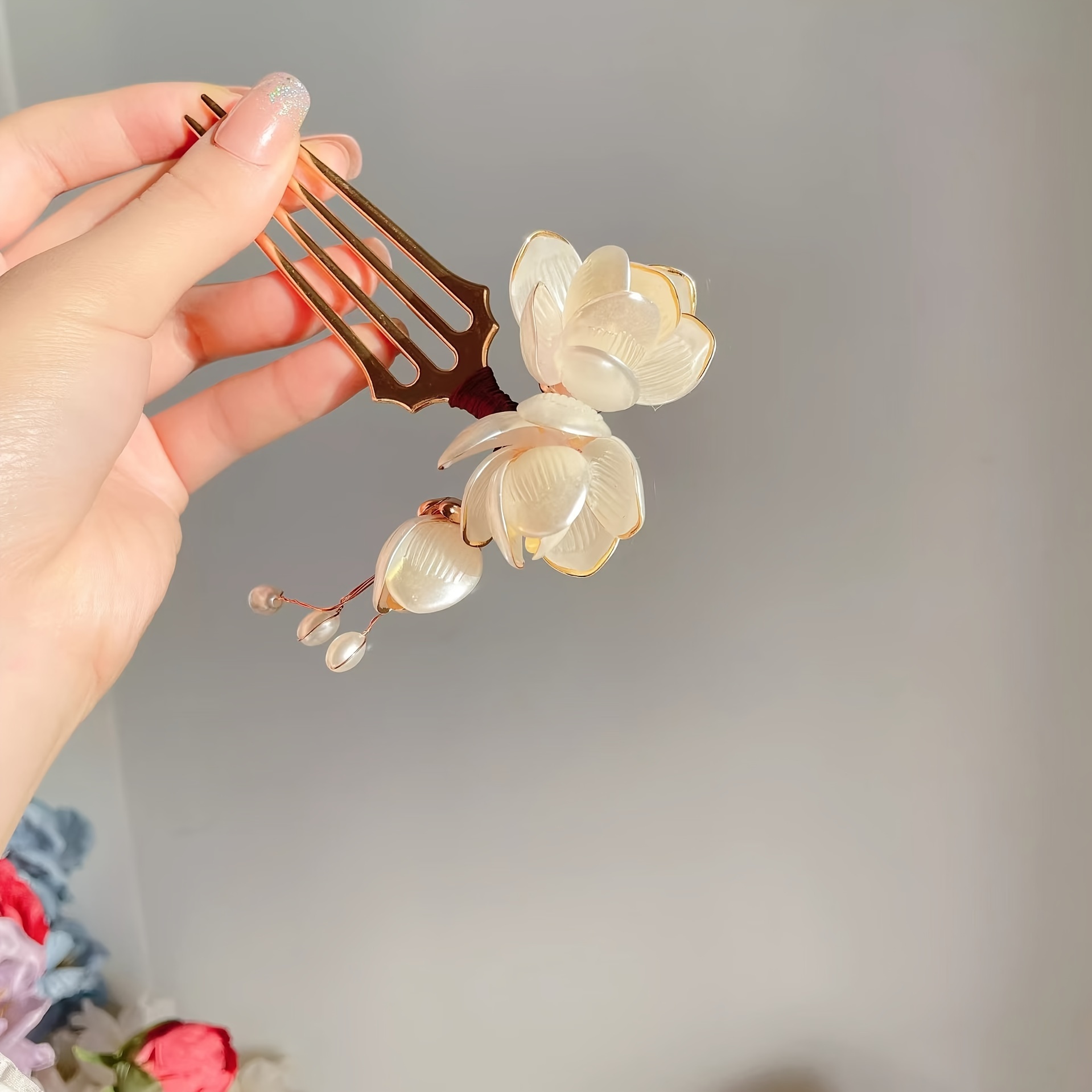 Women Accessories Aesthetic - Chinese Style Shell Magnolia Flower Hair