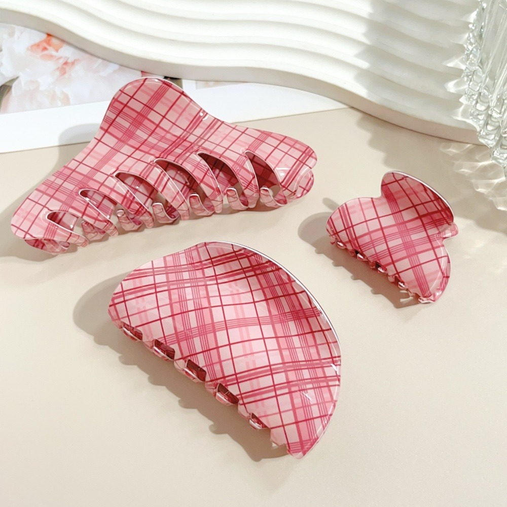 Pink Blue Grid Hair Claw Clips - огляд і ціна Women Accessories Online